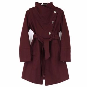 GUESS Belted Asymmetrical Wool Walker Trench, XS
